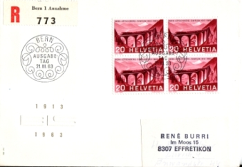 CH FDC 0770 (Viererblock) 1963 03 003 ●